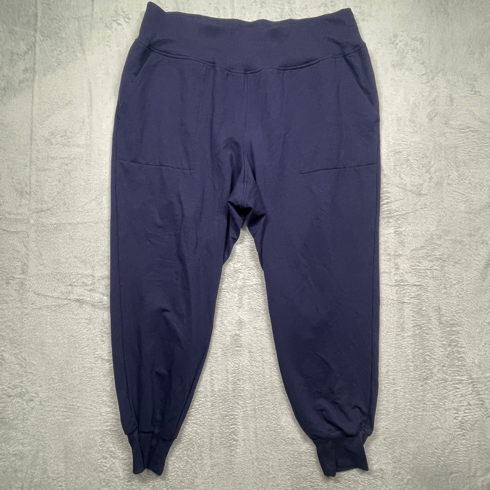Livi Active Jogger Pants Women 14/16 Navy Blue Ribbed Waistband Pockets